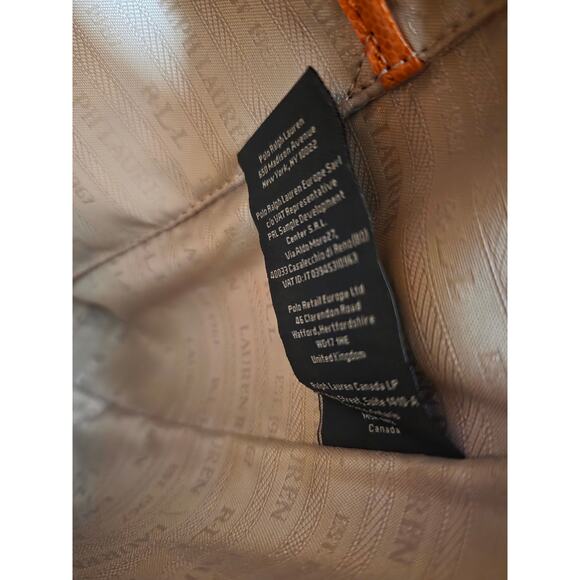 Patent Leather LAUREN RALPH LAUREN Women Handbag Orange Logo Purse Statement Zip - Picture 8 of 10